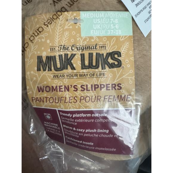 NWT Muk Luk Women’s Slider Slippers Irish Cream Color Size Med (Wm 7-8) - Picture 8 of 9